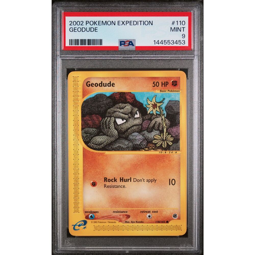 PSA 9 MINT Geodude 110/165 Pokémon Expedition 2002 Non Holo E-Reader Graded Card